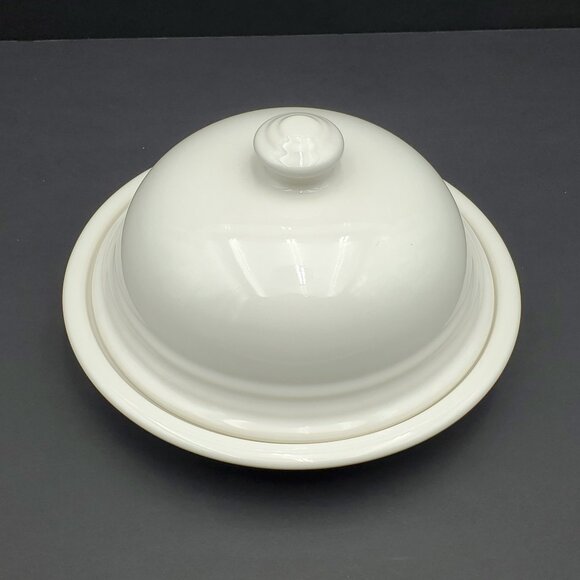 Pfaltzgraff Terrace White Round Covered Butter Dish Cheese Snack Dessert Dish - Picture 3 of 6